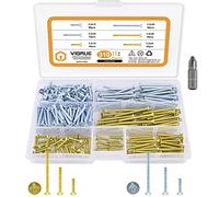 VIGRUE 310 viti per prese interruttori, viti a testa svasata da 3,2 x 15 mm, 3,2 x 25 mm, 3,2 x 40 mm, viti a testa svasata con viti PZ1 a fessura e viti a croce in scatola di assortimento