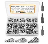 VIGRUE Set di 405 viti autofilettanti a testa tonda M3 M3.5 M4, TX in acciaio inox A2, con 3 punte
