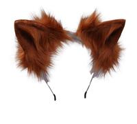 VIGVAN KYC Orecchie di animali Kawaii Peluche Orecchie di gatto Fermaglio per capelli Copricapo Halloween Cosplay (Cerchietto per capelli marrone)