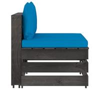 VIHHQGC Divano centrale modulare con cuscino, grigio, in legno di pino impregnato, divano in pallet per terrazza e giardino, elemento centrale durevole come parte di un set lounge