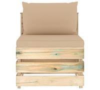 VIHHQGC Divano centrale modulare con cuscino in legno di pino impregnato verde, divano in pallet per giardino, terrazza o soggiorno, durevole e resistente alle intemperie, come parte di un