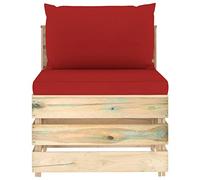 VIHHQGC Divano centrale modulare con cuscino verde in legno di pino impregnato, divano in pallet per giardino, terrazza, soggiorno, elemento centrale resistente come parte di un set lounge