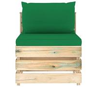 VIHHQGC Divano centrale modulare con cuscino verde legno impregnato, divano in pallet in legno di pino per terrazza e giardino, elemento centrale durevole come parte di un set lounge