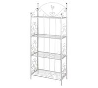 VIHHQGC Scala per piante bianca con motivo rosa, 4 scomparti, 153 cm, in | Resistente alla ruggine, verniciato a polvere, adatto per angolo, giardino, terrazza, veranda