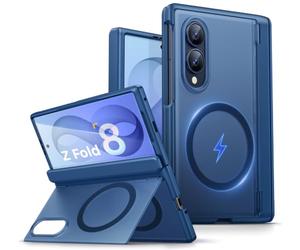 Vihibii for Samsung Galaxy Z Fold 8 Case, Compatible with Magsafe, Blue | Stand, Hinge Protection, Screen Protector, Translucent, Heavy Duty Drop Protection, Magnetic, Rugged Phone Cover, Men, Women