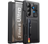 Vihibii for Samsung Galaxy Z Fold 8 Ultra Case With Card Holder, Black | Screen Protector, Slide Camera Cover, Hinge Protection, Heavy Duty, Shockproof, Rugged, Wallet, Protective, Men, Women
