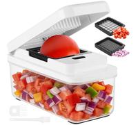 Vihoom Affetta Verdure, Taglia Verdure Manuale per Taglio Rapidamente e Uniformemente Dei Cubetti, Tagliaverdure con 2 Lame Intercambiabili per Pomodori, Carota, Patata e Cetriolo