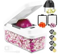 Vihoom Affetta Verdure, Tagliaverdure Multifunzione con 2 Lame Intercambiabili, Spiralizzatore di Verdure, Tagliaverdure Manuale per Taglio Rapidamente e Uniformemente Dei Cubetti