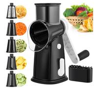 Vihoom Grattugia Formaggio, Mandolina per Verdure con 5 Lame a Tamburo Intercambiabili, Tagliaverdure Manuale Risparmio di Tempo, Grattugia Verdure per Formaggio, Cetriolo, Carota, Patate