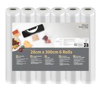 Vihoom Sacchetti Sottovuoto Alimenti 6 Rotoli 28x300cm(18m), Goffrato Sacchetti Sottovuoto per Macchina Sottovuoto e Cottura Sous Vide, Senza BPA, per Conservazione Alimenti