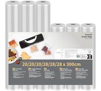 Vihoom Sacchetti Sottovuoto Alimenti 6 Rotoli, Goffrato Sacchetti Sottovuoto 20/28x300cm per Macchina Sottovuoto e Cottura Sous Vide, Senza BPA, per Conservazione Alimenti