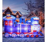 VIHOSE Treno polare di Natale gonfiabile per esterni, lunghezza 2,4 m, decorazione natalizia per esterni, treno polare invernale, compleanno, puntelli fotografici, luce LED integrata per Natale, feste
