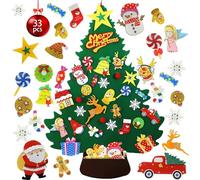 Viilich Albero di Natale in feltro,110 cm Fai da te Albero di Natale in Feltro per Bambini Set di feltro Decorazioni da appendere con 33 pezzi Ornamenti rimovibili Feltro per Natale Decorazione