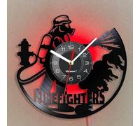 Viiluuxr Orologio da parete grande in vinile da 30 cm con tema vigile del fuoco, funzionamento a batteria per la cucina, per la casa e il soggiorno, per la famiglia, idee regalo creative, (A-Bunt con