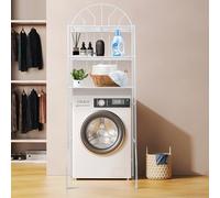 VIIROUD Armadietto portaoggetti al di sopra del WC o della lavatrice, con 3 ripiani mobili WC, risparmio di spazio, 65 x 34 x 177 cm, bianco