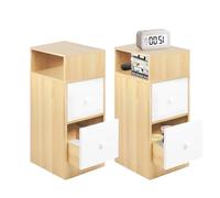 VIIROUD Comodino stretto Set di 2 con 2 cassetti, tavolino, mobile da notte, cassettiera da notte adatta a tutti i letti e camere da letto, tronco 25 x 30 x 66 cm (2 pezzi)
