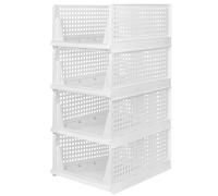 VIIROUD Impilabile Organizzatore Armadietto, Cassetto, abbigliamento, Armadio e guardaroba, plastica Cassetto -33,5 x 43 x 72 cm, 4 (1 PC) - Bianco
