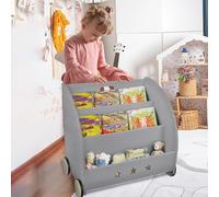 VIIROUD Libreria per bambini, scaffale girevole, mobile portaoggetti per giocattoli con scomparti, libreria a forma di casa, ideale per cameretta dei bambini, 62 x 42 x 57 cm, nero (1 pezzo)
