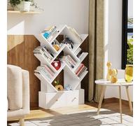 VIIROUD Scaffale girevole per libri per bambini, libreria girevole a 360° su piedistallo per bambini e adulti, per camera da letto, soggiorno, ufficio, 60 x 20 x 100 cm (3 strati), bianco