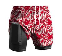 Viisendy Pro Pantaloncini da Corsa 2 in 1 da Uomo Pantaloncini da Allenamento per Bodybuilding da Allenamento Pantaloncini Corti da Jogging per Maratona all'aperto da 3 Pollici Rosso Arancione M