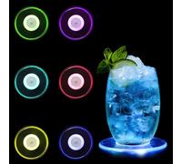 Viitech Confezione da 6 Sottobicchieri LED, Sottobicchieri Luminosi con 7 Modalità di Luce, Sottobicchieri in Vetro, Luci Impermeabili per Sottobicchieri per Bar in Vetro, Succhi di Birra