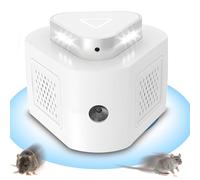 Viitech Repellente ultrasonico per topi a 360°, repellente per topi con 3 modalità, 300 m², portata di azione 300 m², con luce stroboscopica, efficace contro topi ratti scoiattoli, ragni