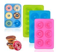 Viitech Set di 3 Ciambella Stampi, Stampo da Forno per Ciambelle a 6 Cavità, Stampo per Ciambelle in Silicone Teglia Antiaderente per Ciambelle Adatta per Torte, Bagel, Muffin