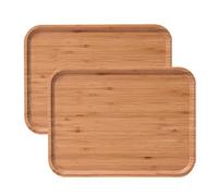Viitech Vassoio grande rettangolare in bambù vassoio da tè utensili, vassoio per la colazione, vassoio da servizio adatto per piatto da dessert, piatto per antipasti (2 unità, 40 x 30 cm)