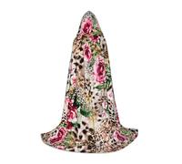 VIIUHVJBJ Animal Tiger Leopard Print Rose Flower Print Capo con cappuccio per adolescenti - Mantello per Halloween Cosplay Carnevale Party Costume