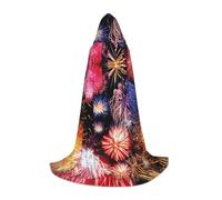 VIIUHVJBJ Bellissimo mantello con cappuccio con stampa di fuochi d'artificio per adolescenti - Mantello per Halloween Cosplay Carnevale Party Costume