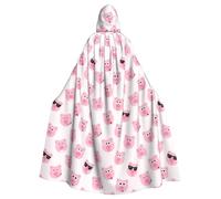 Viiuhvjbj Divertente mantello lungo unisex con cappuccio a forma di maiale, rosa, per Halloween, Natale, carnevale, cosplay, feste in maschera, strega, vampiro, costume