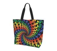Viiuhvjbj Grande borsa a tracolla da donna con stampa tie dye con orso che balla per lavoro, scuola, viaggi, shopping, uso quotidiano
