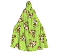 Viiuhvjbj Green Clever Monkey - Mantello con cappuccio unisex per adulti, per carnevale, Halloween, Natale, cosplay, feste in maschera