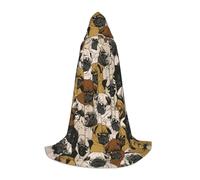 VIIUHVJBJ Imagen De Pug Stampa Mantello Con Cappuccio Per Adolescenti - Mantello Per Halloween Cosplay Carnevale Festa A Tema Costume