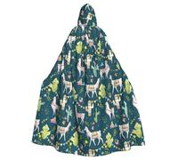 Viiuhvjbj Llama Animal Alpaca Tropical Cactusadult mantello lungo con cappuccio, costume da strega e vampiro, unisex, per Halloween, Natale, carnevale, cosplay, feste in maschera