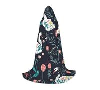 VIIUHVJBJ Mantello con cappuccio con stampa floreale di cigno per adolescenti, mantello per Halloween, cosplay, carnevale, feste in costume