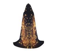VIIUHVJBJ Mantello con cappuccio dorato con nota musicale con stampa stella lucida caduta per adolescenti - Mantello per Halloween Cosplay Carnevale Costume da festa a tema