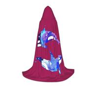 VIIUHVJBJ Mantello con cappuccio per adolescenti con stampa orca killer whale, mantello per Halloween, cosplay, carnevale, feste in costume