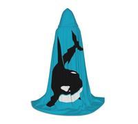 VIIUHVJBJ Mantello con cappuccio per ragazzi con stampa delfino oceano orca - mantello per Halloween cosplay costume festa a tema carnevale