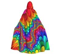 Viiuhvjbj Mantello con cappuccio unisex con stampa arcobaleno tie dye rosso, per Halloween, Natale, cosplay, per streghe e maghi
