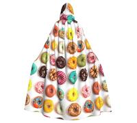 Viiuhvjbj Mantello con cappuccio unisex con stampa di diversi sapori di ciambelle, per adulti, Halloween, Natale, cosplay, per streghe e maghi
