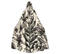 Viiuhvjbj Mantello con cappuccio unisex con stampa floreale con erbe botaniche per adulti Halloween Natale Cosplay per streghe e maghi