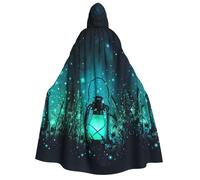 Viiuhvjbj Mantello con cappuccio unisex per adulti, con lucciole e lanterna, per carnevale, Halloween, Natale, cosplay, feste in maschera