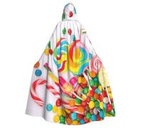 Viiuhvjbj Sweet Candy Backdropadult - Mantello lungo unisex con cappuccio, per Halloween, Natale, carnevale, cosplay, feste in maschera, strega, vampiro