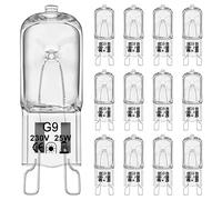VIIVUU Lampadina Alogena G9 25W, G9 Lampadine Alogene JCD Bi-Pin 260LM 230V dimmerabili, Lampadina Forno 300°C Resistente Bianco Caldo 2800K Lampada per Micro,Lampadari, Pendenti, Luci per 12 Pezzi