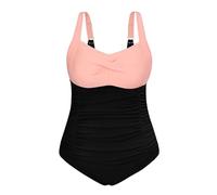 Vijamiy Costume Intero Donna Taglie Forti Controllo Addominale Costumi da Bagno Push Up Imbottito Reggiseno Swimsuit Piscina Stampe di Moda L-4XL (Rosa,3XL)