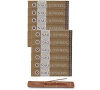Vijayshree Golden Nag Series Bastoncini di incenso Masala Agarbathi, confezione da 12 pezzi, 180 g, con supporto per bastoncini Golden Nag Chandan