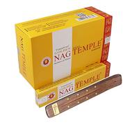 Vijayshree Golden Nag Series Bastoncini di incenso Masala Agarbathi, confezione da 12 pezzi, 180 g, con supporto per bastoncini Tempio Golden Nag