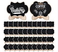 Vijixka 40 Pz Mini Lavagna da Tavolo,Lavagnette Cancellabili Piccole 10 x 7.2cm,Lavagnette Segnaposto con Cavalletto,Mini Lavagne in Legno con Base per Buffet Feste Ristorante Cartelli Alimentari