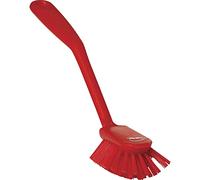 Vikan - Igiene - Spazzola per piatti - Con bordo raschiante - Fibre medie - Rosso
